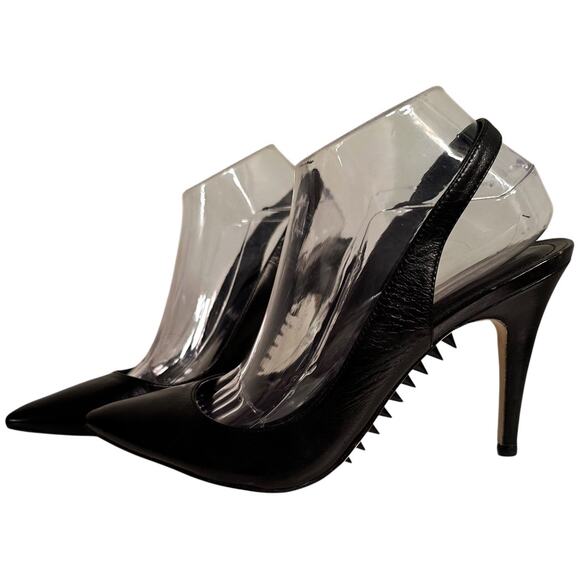 BCBGeneration Slingback Heels Pointed Toe Black Sz 9.5 M Whimsigoth Rebel Chic - Picture 1 of 14